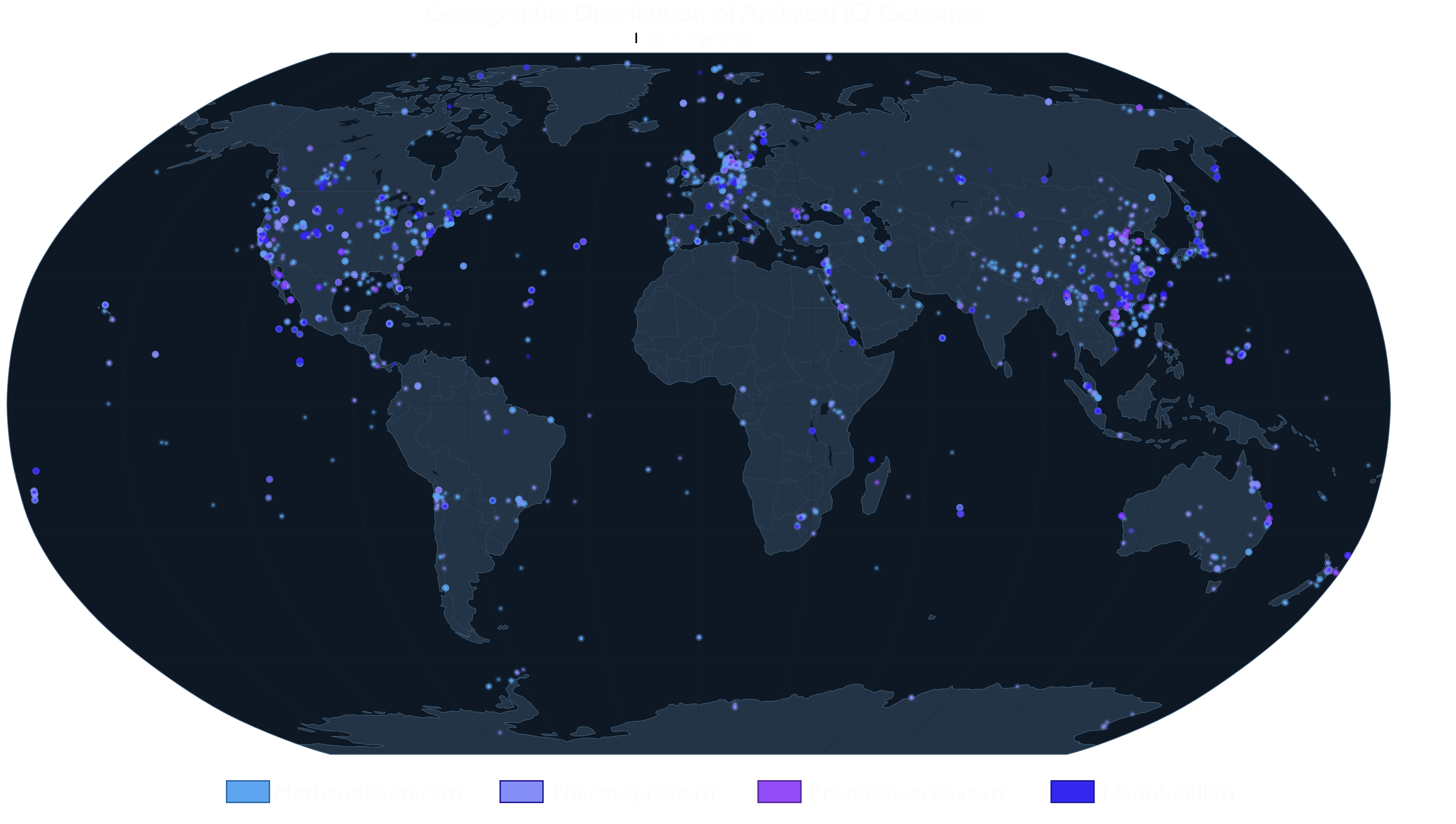 Global geographic distribution of ArchaeaHQ genomes